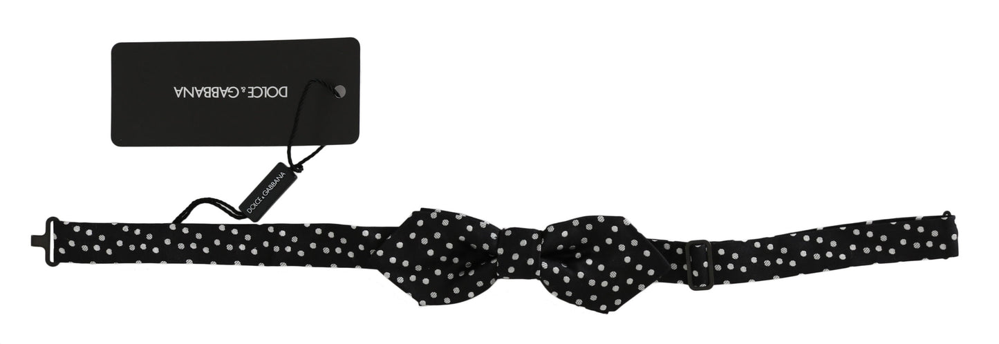 Pajarita para hombre Dolce & Gabbana de seda negra con lunares y cuello ajustable