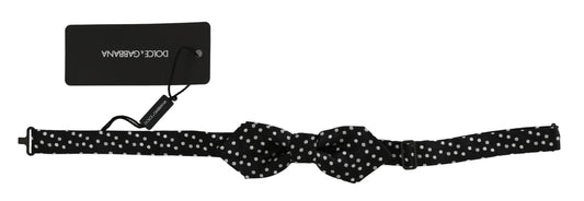 Pajarita para hombre Dolce & Gabbana de seda negra con lunares y cuello ajustable