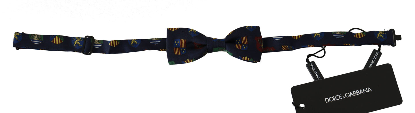 Pajarita de hombre Dolce & Gabbana Blue Flags 100% seda ajustable