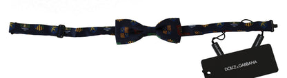 Pajarita de hombre Dolce & Gabbana Blue Flags 100% seda ajustable
