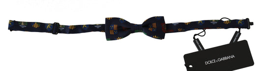 Pajarita de hombre Dolce & Gabbana Blue Flags 100% seda ajustable