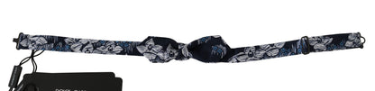 Pajarita para hombre Dolce & Gabbana azul marino con estampado floral, corte ajustado y cuello ajustable