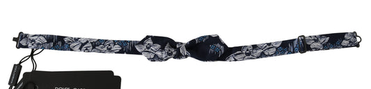 Pajarita para hombre Dolce & Gabbana azul marino con estampado floral, corte ajustado y cuello ajustable