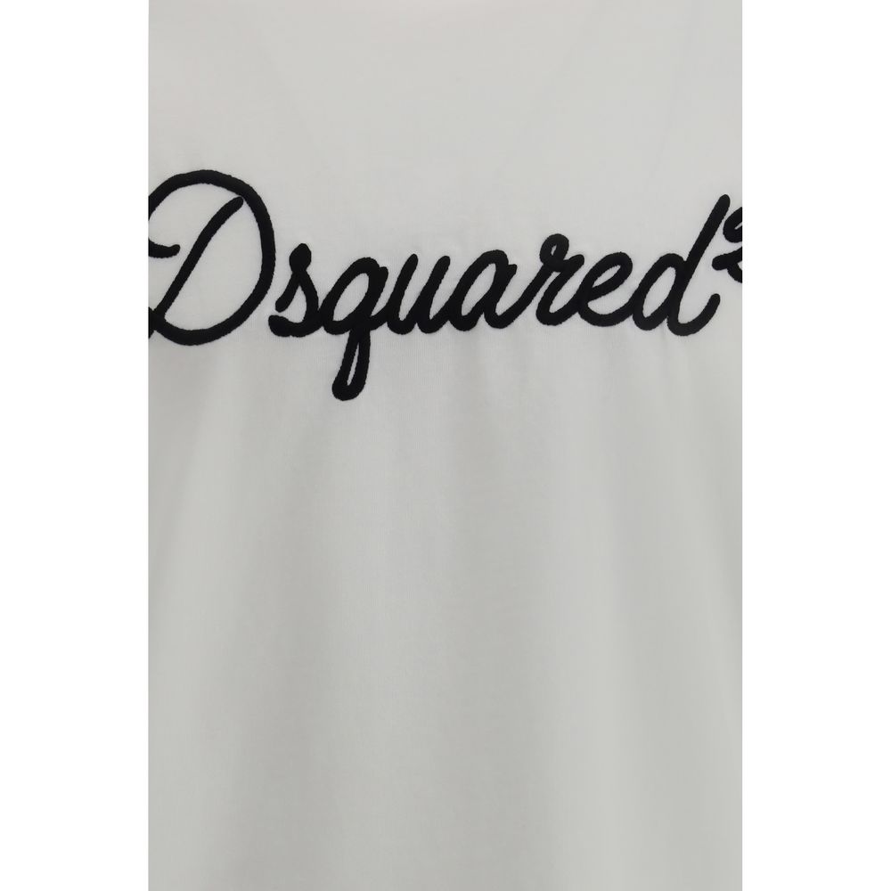 Camiseta Dsquared² De Algodón Blanco Con Logo Bordado