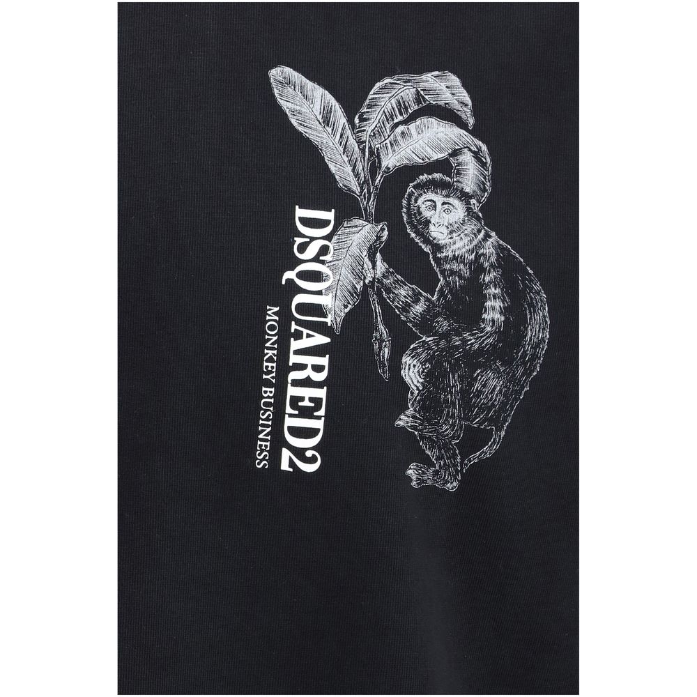 Dsquared² Black Cotton Monkey Business Design T-Shirt