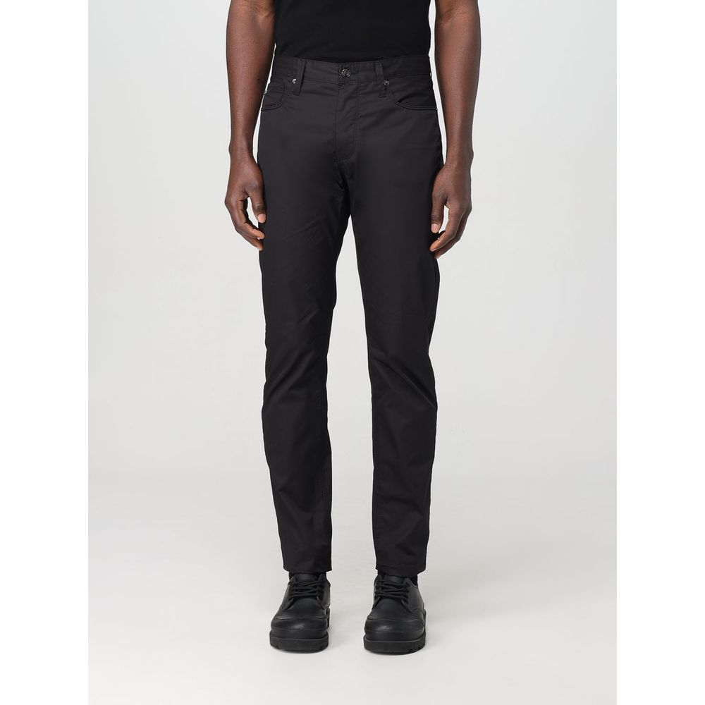 Pantalones Casuales De Algodón Negro Emporio Armani