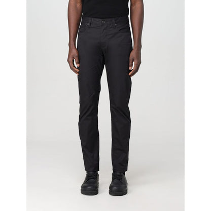 Pantalones Casuales De Algodón Negro Emporio Armani