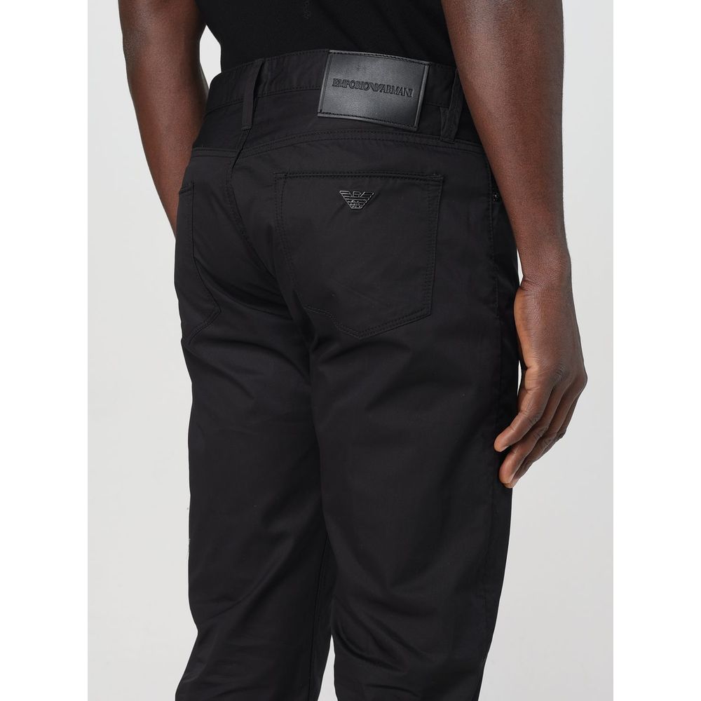 Pantalones Casuales De Algodón Negro Emporio Armani