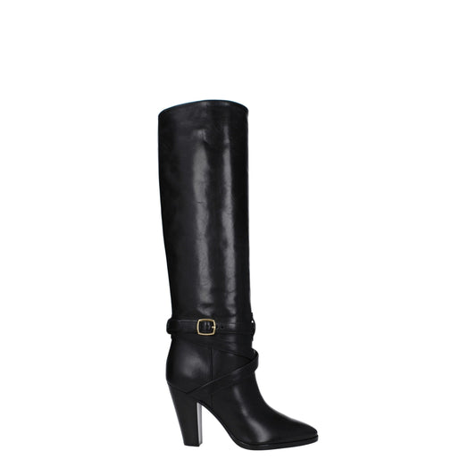 Botas Celine de piel negra con tacón alto