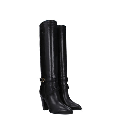 Botas Celine de piel negra con tacón alto