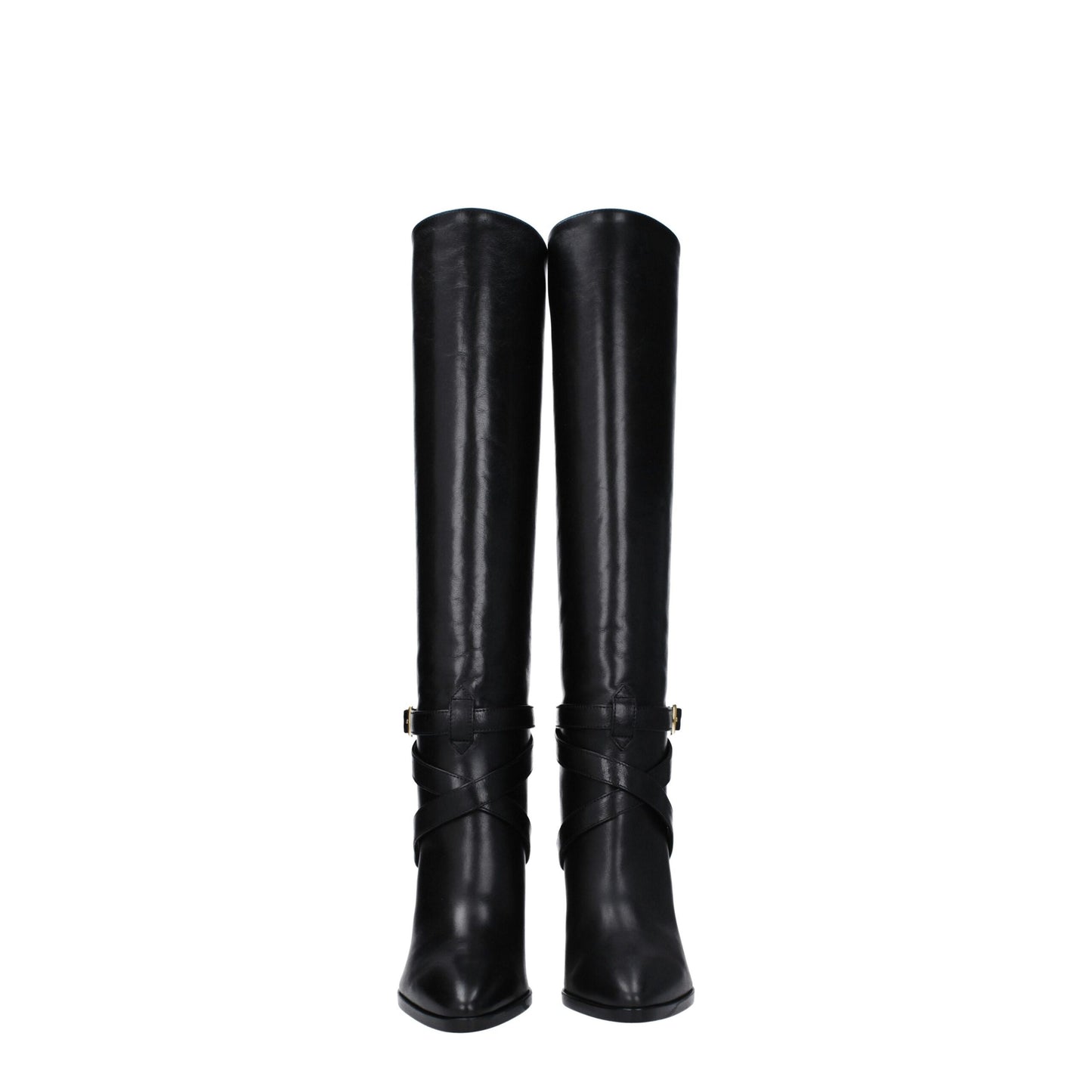 Botas Celine de piel negra con tacón alto