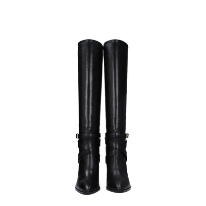 Botas Celine de piel negra con tacón alto