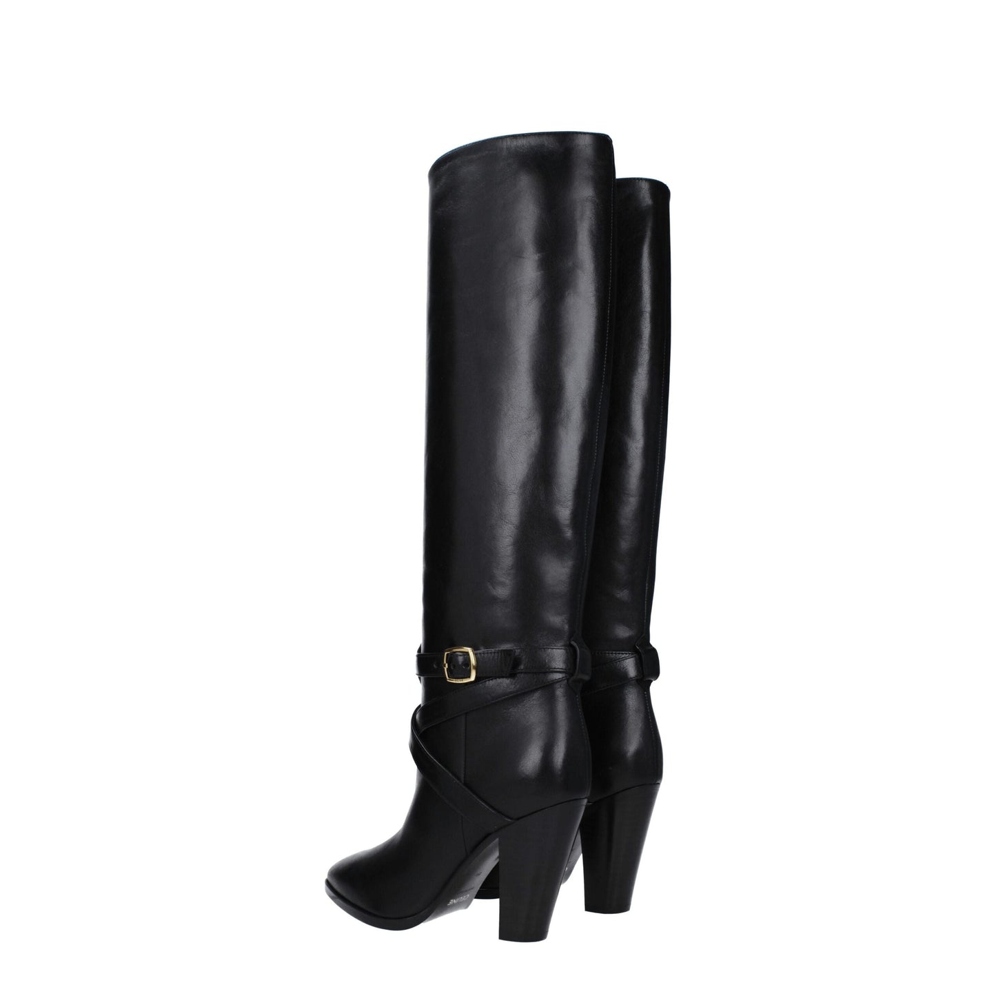 Botas Celine de piel negra con tacón alto