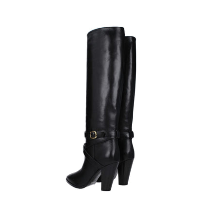 Botas Celine de piel negra con tacón alto