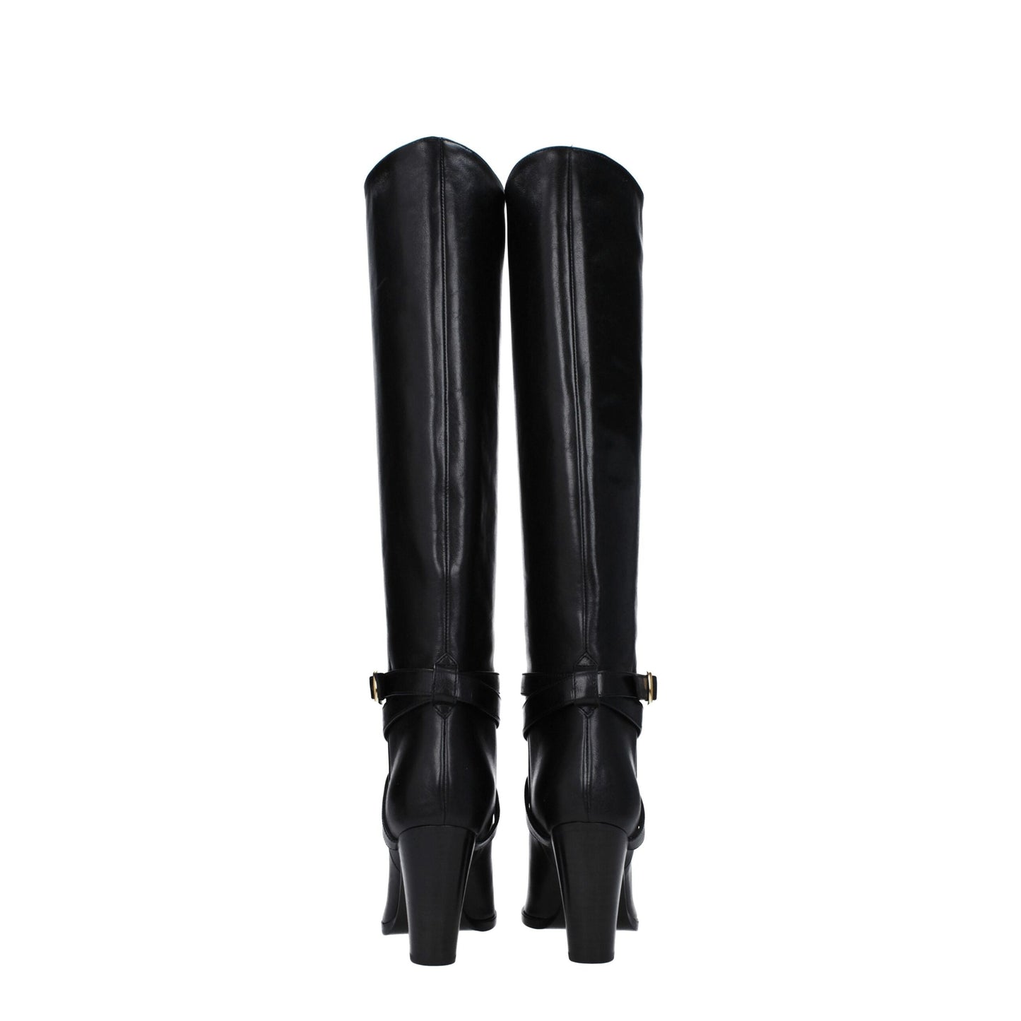 Botas Celine de piel negra con tacón alto