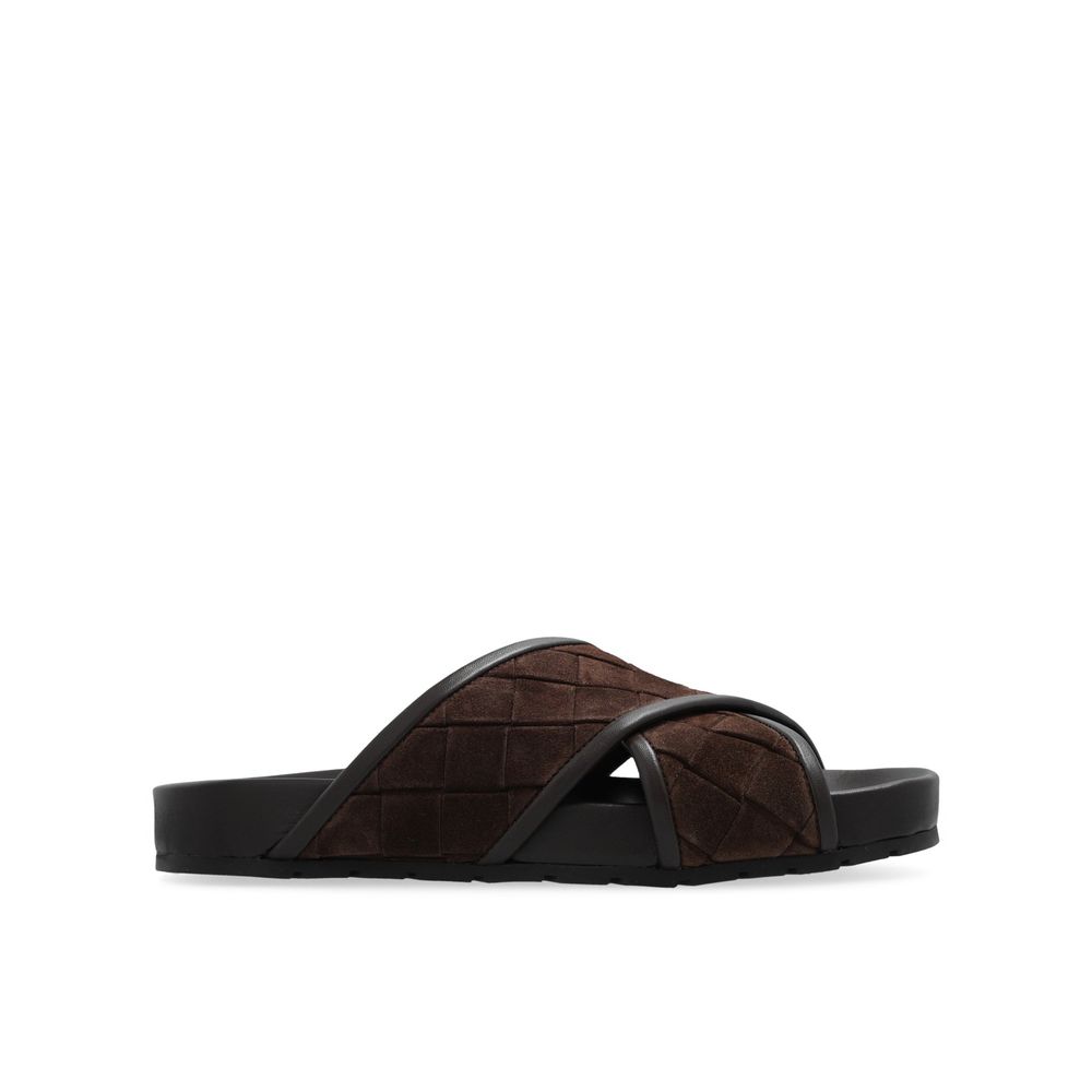 Sandales plates Bottega Veneta en cuir d'agneau marron