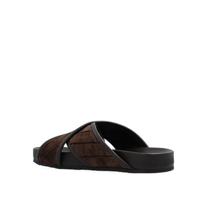 Sandales plates Bottega Veneta en cuir d'agneau marron