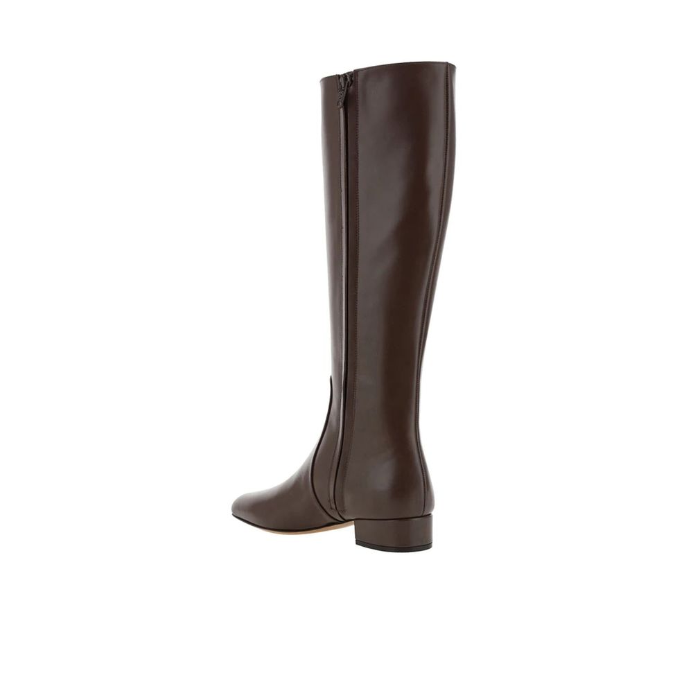 Botas Planas Valentino Garavani Cuero De Becerro Marrón