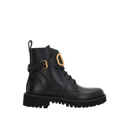 Botas Valentino Garavani De Piel Negra Con Cordones