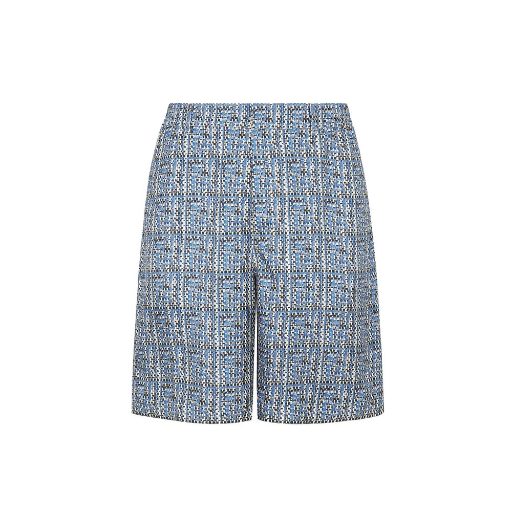 Pantalones Fendi De Seda Azul De Largo Hasta La Rodilla