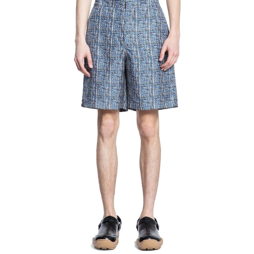 Pantalones Fendi De Seda Azul De Largo Hasta La Rodilla