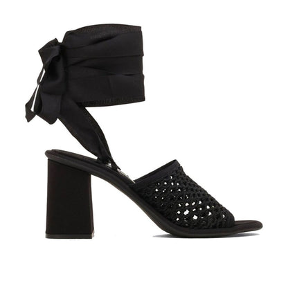 Miu Miu Black Canvas Platform Sandals