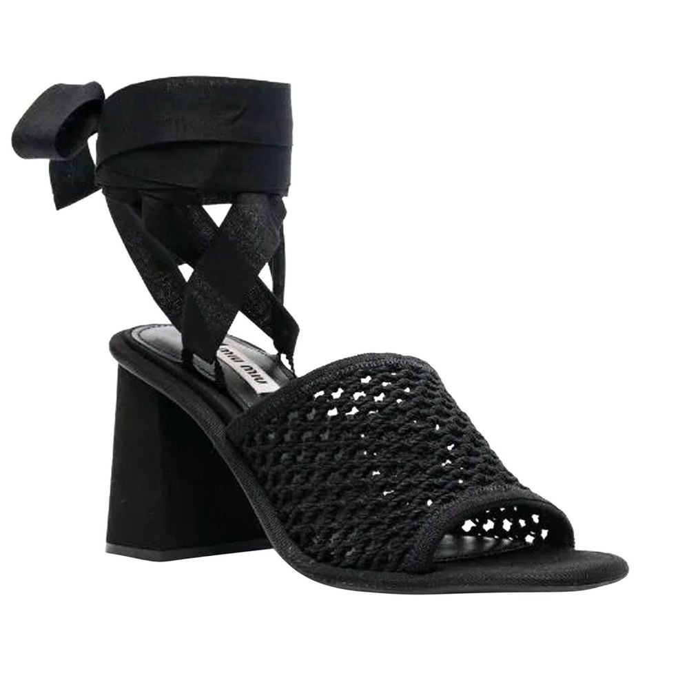 Miu Miu Black Canvas Platform Sandals