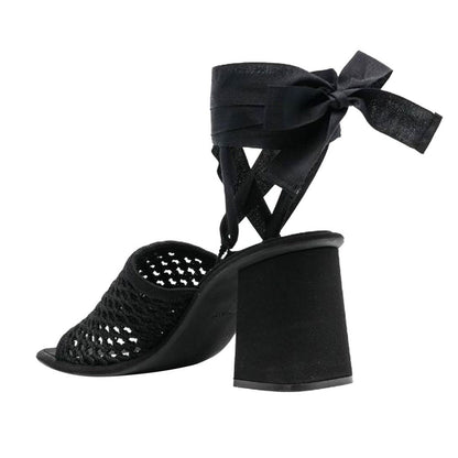Miu Miu Black Canvas Platform Sandals