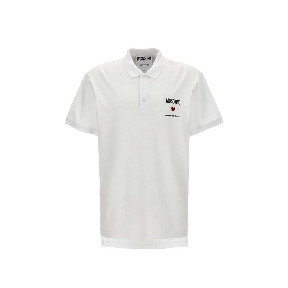 Polo de algodón blanco Moschino Couture