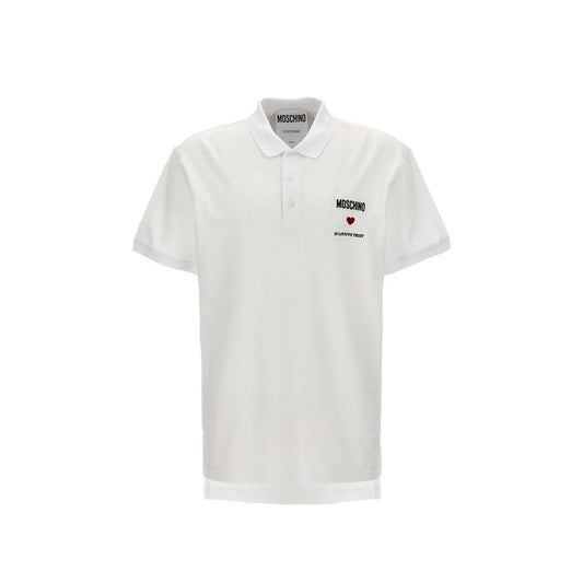 Polo de algodón blanco Moschino Couture