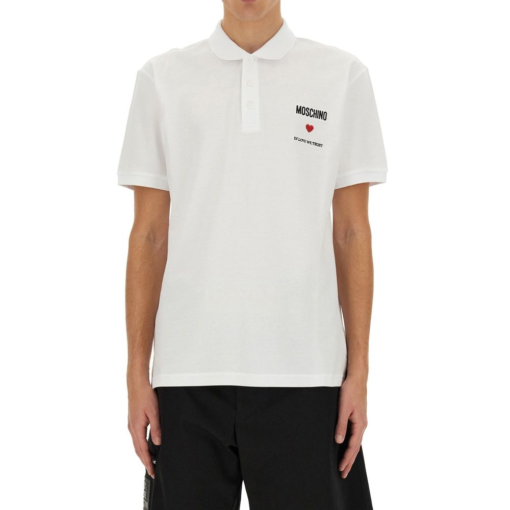 Polo de algodón blanco Moschino Couture