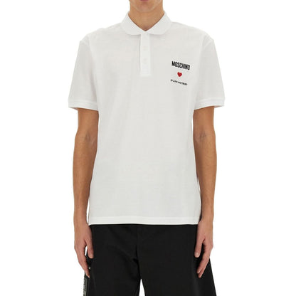 Polo de algodón blanco Moschino Couture