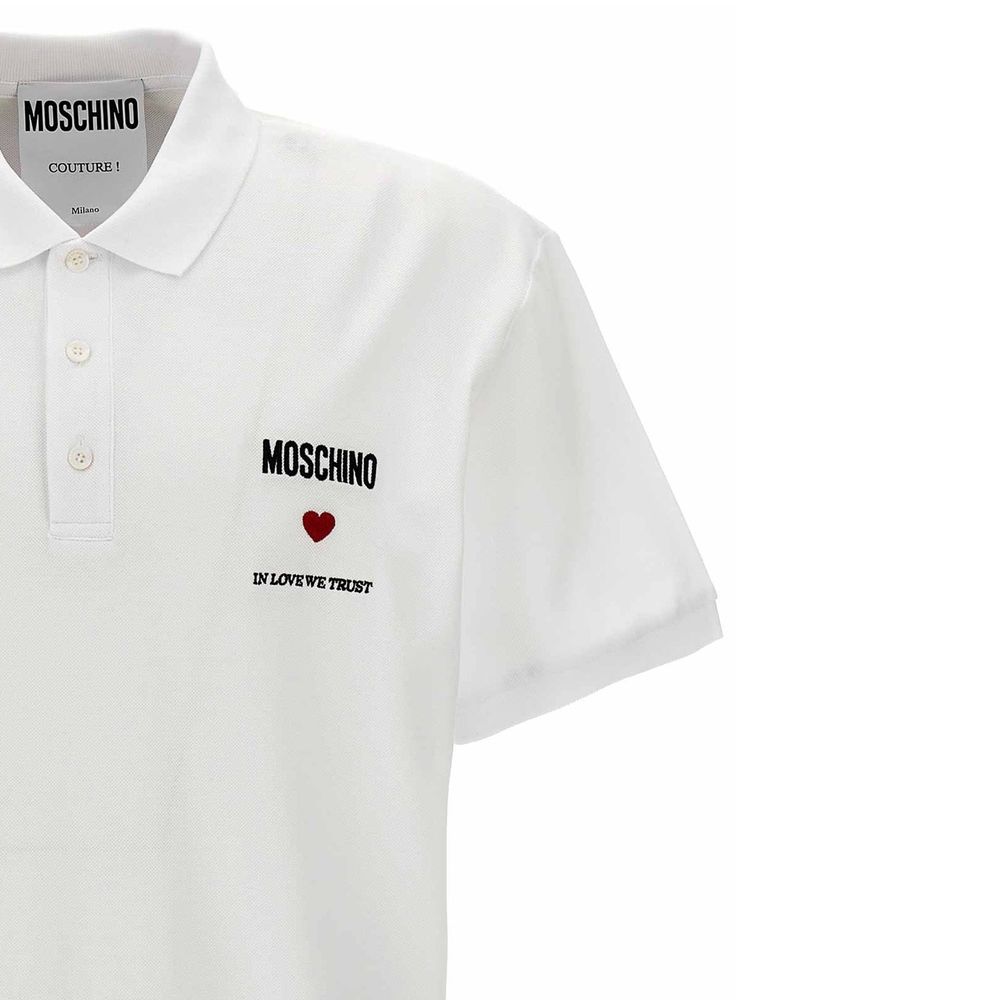 Polo de algodón blanco Moschino Couture