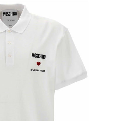 Polo de algodón blanco Moschino Couture