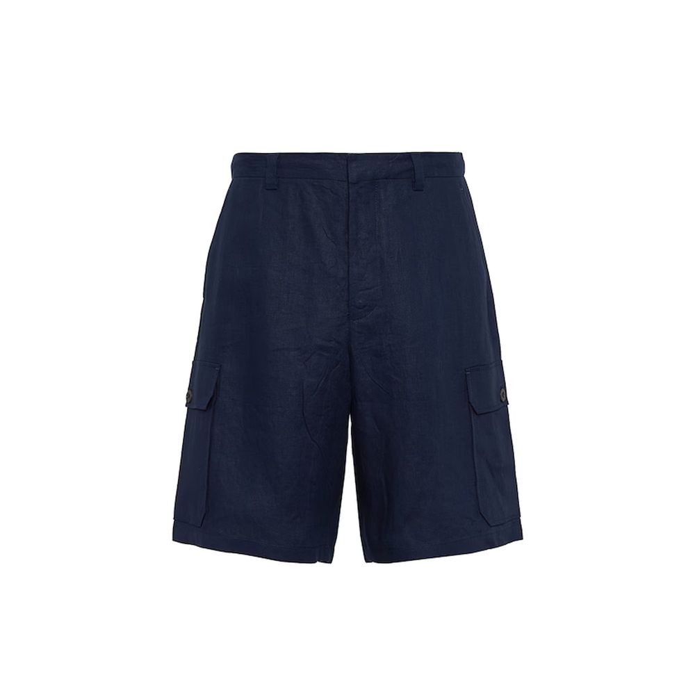 Bermuda en lin bleu Prada à tombé structuré