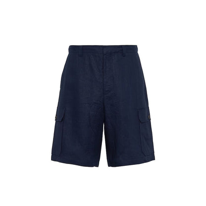 Bermuda en lin bleu Prada à tombé structuré