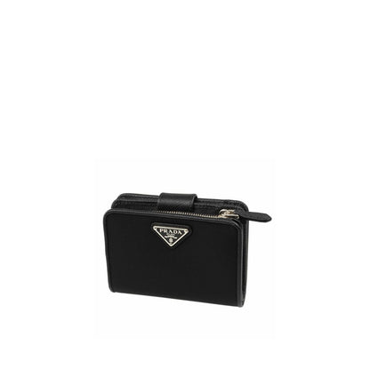 Prada Black Nylon Wallet Compact Practical Design