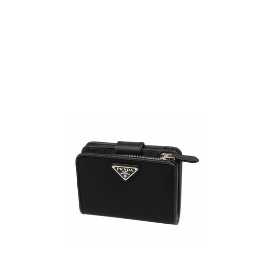 Prada Black Nylon Wallet Compact Practical Design