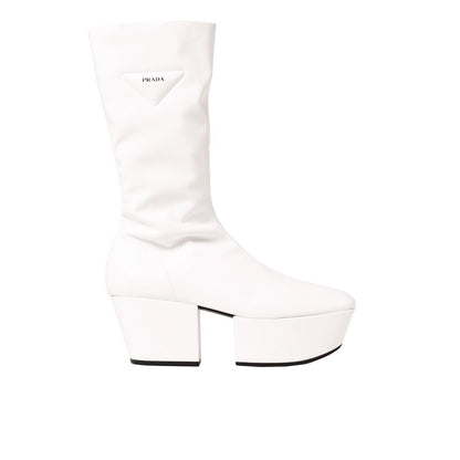 Botas Prada de Polietileno Blanco con Cordones