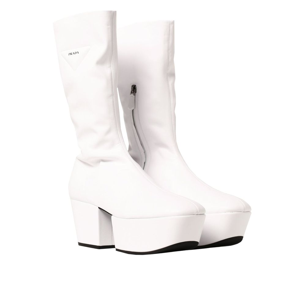 Botas Prada de Polietileno Blanco con Cordones