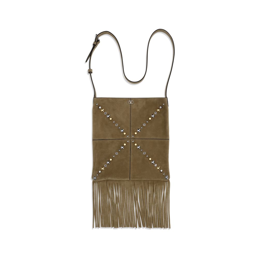 Valentino Garavani Beige Cowhide Leather Adjustable Shoulder Bag