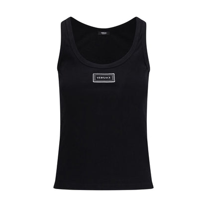 Camiseta Sin Mangas Versace De Algodón Negro Clásico