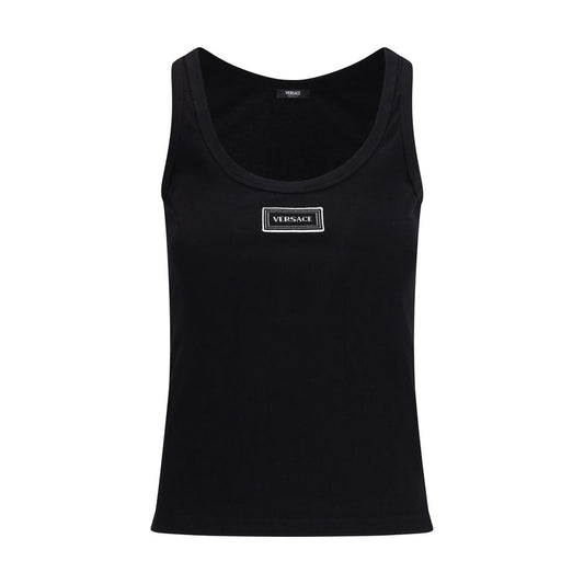Versace Classic Black Cotton Sleeveless T-Shirt