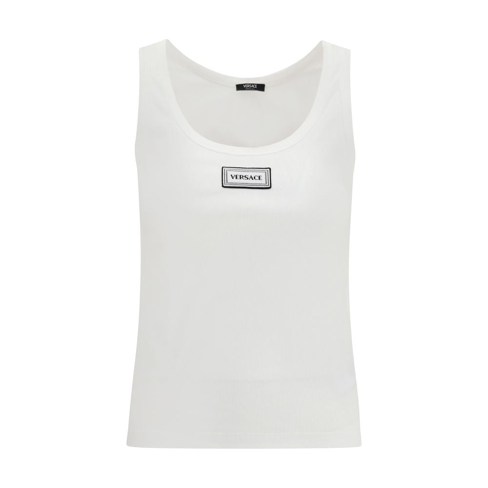 Versace White Cotton Slim-Fit Tank Top