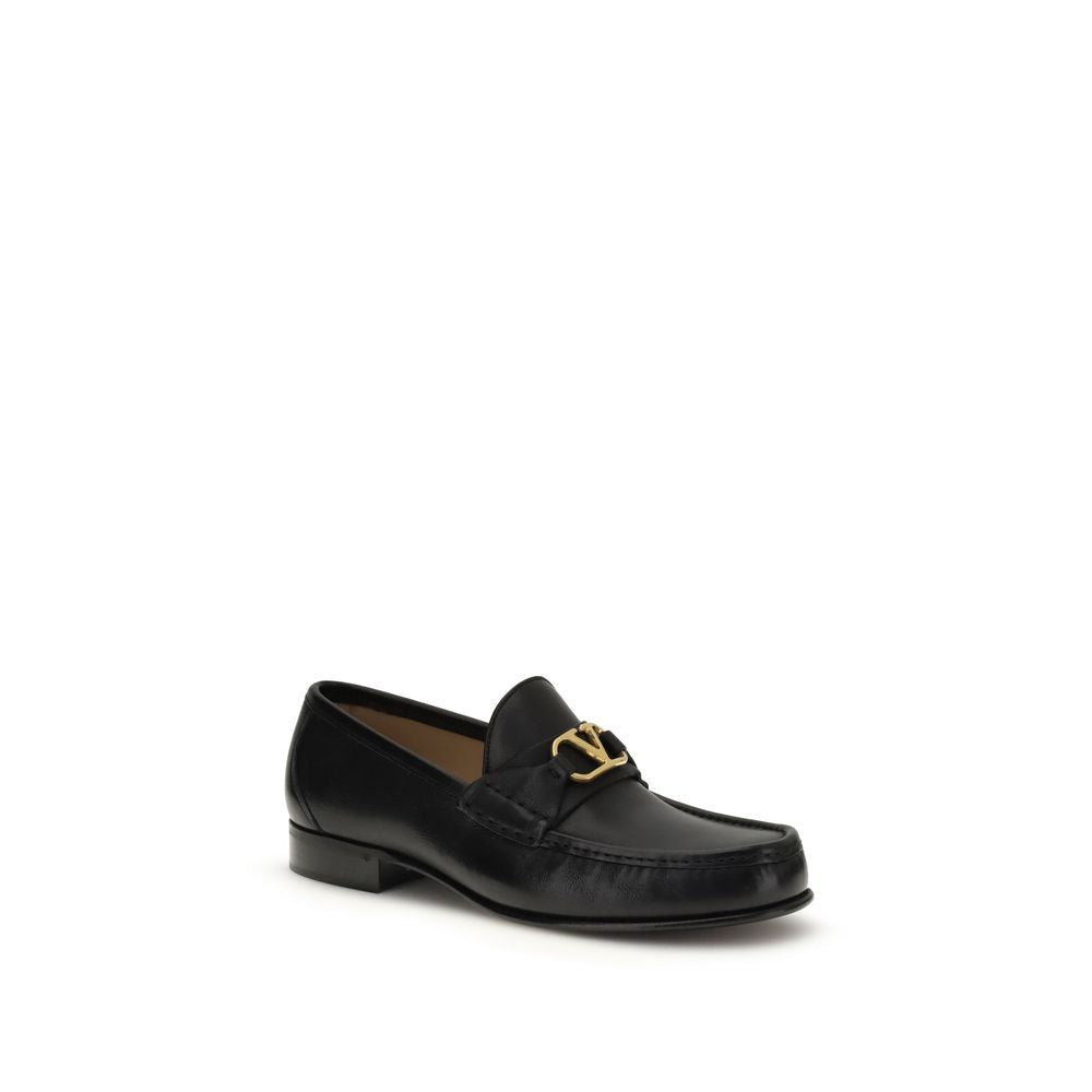 Valentino Garavani Black Bos Taurus Calfskin Loafers
