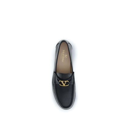 Valentino Garavani Black Bos Taurus Calfskin Loafers