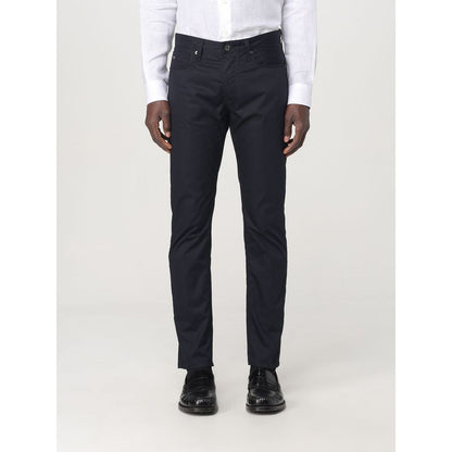 Emporio Armani Blue Cotton Casual Trousers