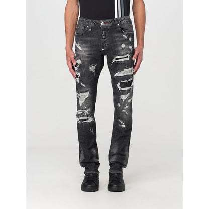 Philipp Plein Jean Slim Fit En Denim Gris