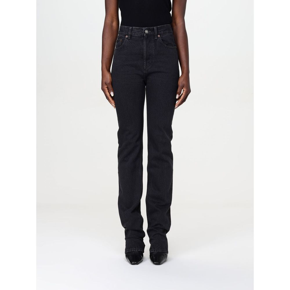 Saint Laurent Vaqueros De Pierna Recta - Negro Algodón