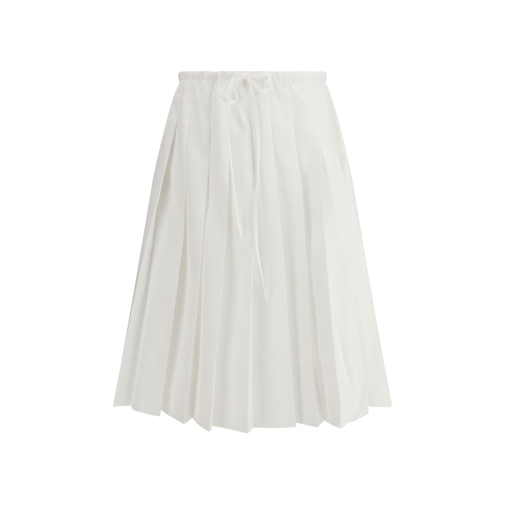 Falda Larga Prada De Algodón Blanca - Caída Fluida